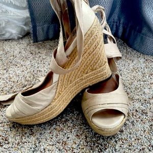 UGG silk ankle wrap espadrilles wedge hills.